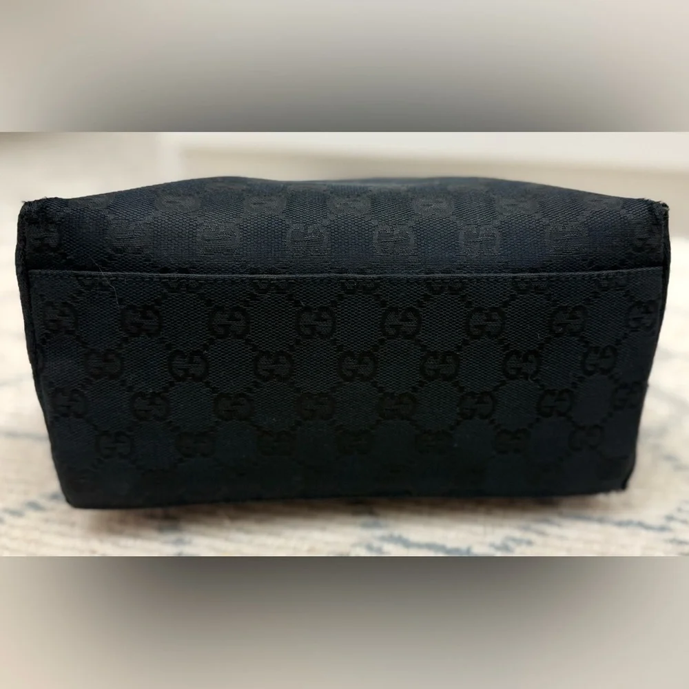 GUCCI Vintage Y2K Classic Black GG Monogram Canvas Leather Hobo Shoulder Bag - Picture 5 of 16